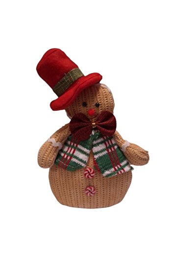 Vision XXI Snowman Decoration with Hat and Lights, Gingerbread Imitation, Vision XXI, 23cm, Textile