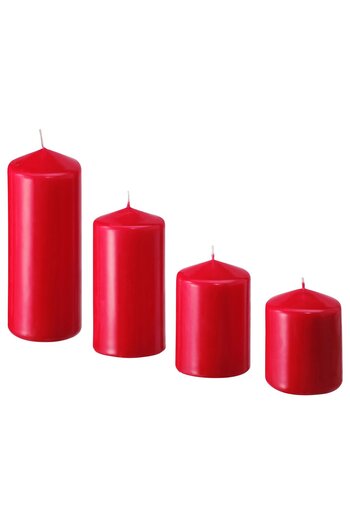 IKEA FENOMEN Unscented pillar candle, set of 4, red