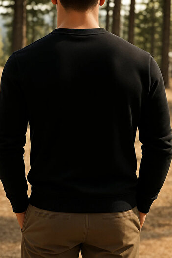SILVANO Men's Casual Cotton Comfort Black Basic Sweatshirt