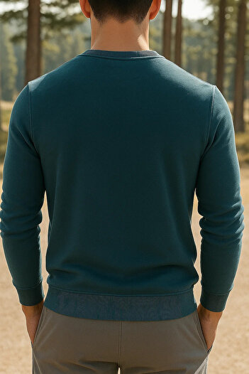 SILVANO Men's Casual Cotton Comfort Blue Basic Sweatshirt