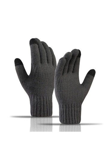 Optim Solution Winter Gloves, Tactile, Warm, Touchscreen, 22cm, Alpaca Wool, Elastic Cuff, Dark Gray