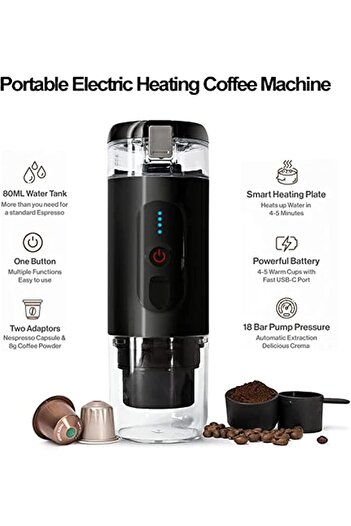 Fipka HSRG Portable Espresso Machine, USB Mini Espresso Coffee Maker, Compatible Ground Coffee, 18 Bar Sma