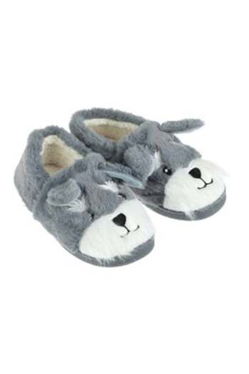OEM Grey Dog Winter Slippers for Women