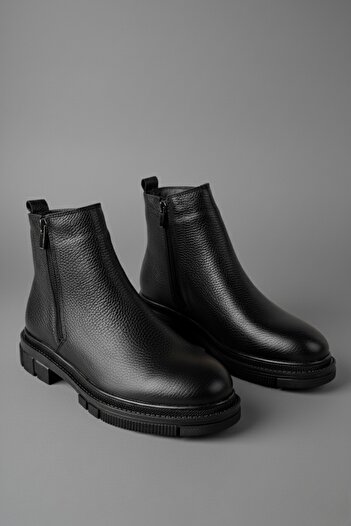 MUGGO Chelsey Genuine Leather Double Zipper Men's Winter Boots