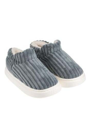 OEM Winter Slippers Grey Ribbed with Reinforced Sole for Women