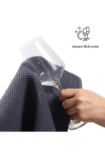 Bumbacel 100% COTTON 100% cotton kitchen towels, Set of 6 soft towels 34 x 73 cm, dark grey