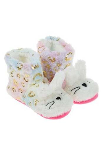 OEM Rainbow Tie Dye Bunny Slippers for Kids with Golden Hearts