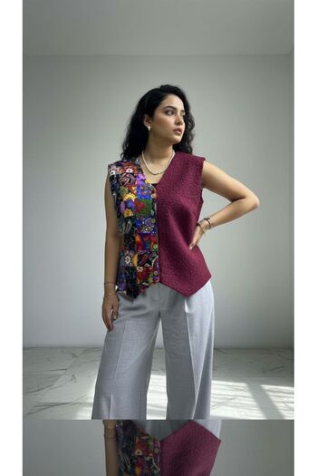 AGORATEKSTİL Women's Flannel Fabric Double Color Boucle Vest