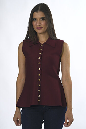 ABBRA Women's Flared 12 Button Knit Vest
