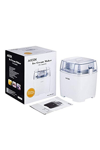 Aıcok Machine 1.5L Ice Cream, Ice Cream Low Power Consumption with Timer Function and Recipe of Yogu