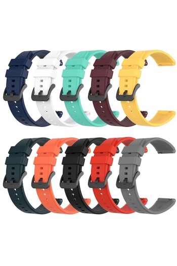 G FINITY Premium Silicone SmartWatch Strap, Set of 10 Straps, 22 mm, Black Buckle, Universal Compatibility