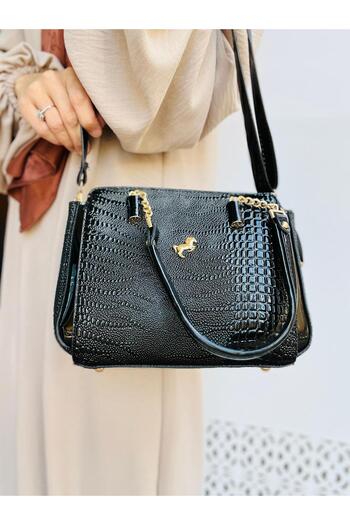 Çanta Trend Miami Polo Clup Women's Bag with 5-Eye Chain Hand Strap Detail and Shoulder Strap