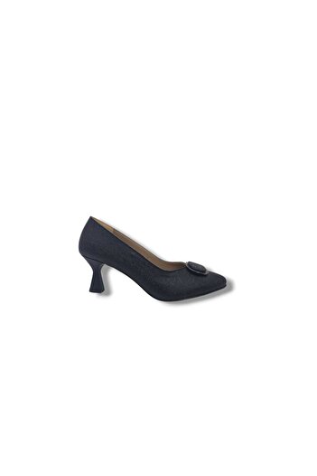 Zerhan 0072 Women's Black Buckle Low Heel Shoes
