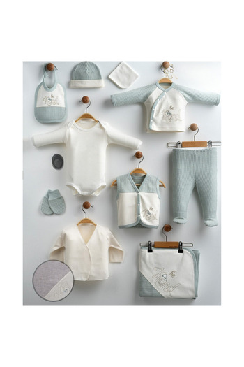 MİLAYS LİFE HOME COLLECTİON 0-3 Months Baby Unisex Gaye Organic Ki̇nd Embroidered 10-Piece Body/Zibin Set