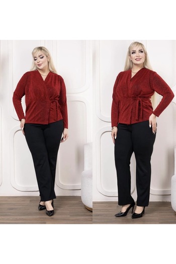BUIKA Gamze Moda Plus Size Double Breasted Collar Bluz