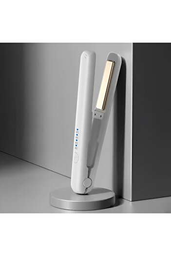 OEM Wireless and Portable Hair Straightener, Ceramic Coating, White, with 4 Temperature Levels, Curling