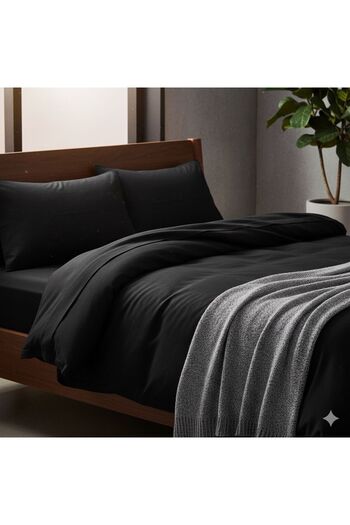 Belsina Home Double Black Duvet Cover & Quilt Cover 200X220 cm 80% Cotton