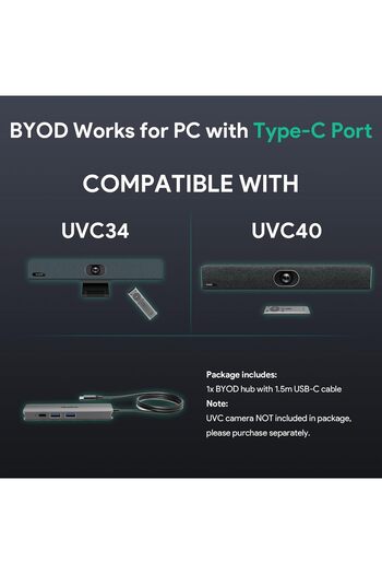 Yealink موزع BYOD-Box لكاميرا مؤتمرات الفيديو UVC34 وUVC40 E2، وكاميرا ويب اجتماعات من النوع C، قابلة للتوصيل والتشغيل