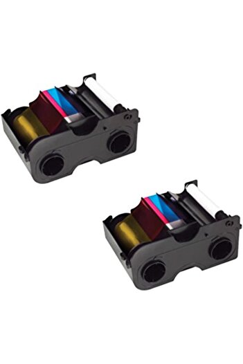 HID Fargo Printer YMCKO Color Ribbons for DTC1000 and DTC1250e - 2 Pack Bundle