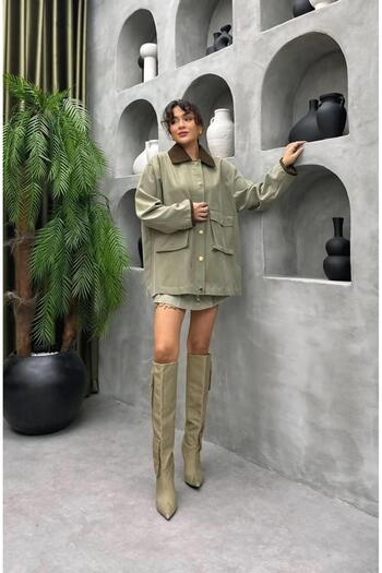 Cardella Premium Quality Velvet Collar Alternative Oversized Women's Jacket Trench Coat Hijab Friendly