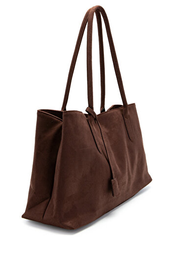 minebag Suede Magnet Closure Diaz Handle Bag Brown