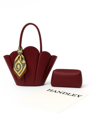 Handley Luxury Design Scallop Shoulder & Handbag Set (with Wallet Scarf Gift)