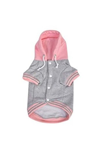 OEM Grey/Pink Hoodie with Hood, Pocket & Buttons for Pets