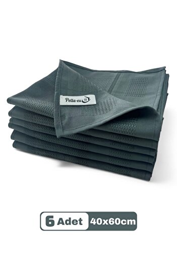 PELLA-EU Microfiber Glass Cloth General Cleaning Cloth Kitchen Bathroom Surface 6 Pieces Anthracite 40X60Cm