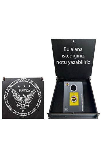 Fenerbahçe Licensed Yellow-Navy Blue Rod Keychain with Canary Wooden Box
