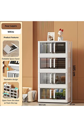 Cozy Nest Foldable Stackable Storage Box Set of 5 with Doors and Wheels for Clothes, Toys & Household Items
