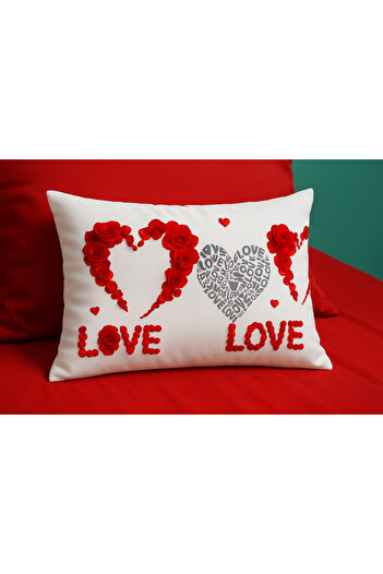 sehra Pillow Case 70% Cotton 30% Polyester Mold Rose Flower Geometric Pattern 50X70 cm Size