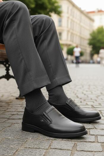AYAKMOD Dsn 2036 m Black Genuine Leather Men's Casual Shoes Dad Shoes