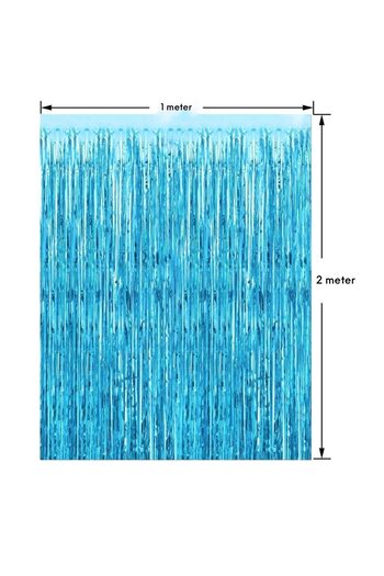 MARKQ Light Blue Foil Fringe Curtain 1x2m Metallic Tinsel Party Backdrop for Birthday Wedding Eid [1]