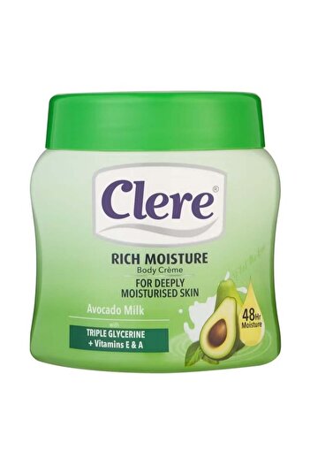 Clere Rich Moisture Body Cream With Avocado Milk With Glycerine 500 Ml