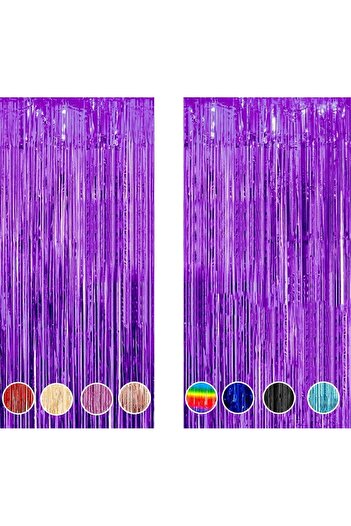 MARKQ Purple Foil Fringe Curtain 1x2m Metallic Tinsel Party Backdrop for Birthday Wedding Baby Shower [2]