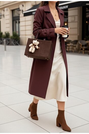 wikidayss Women's Suede Hand and Shoulder Bag