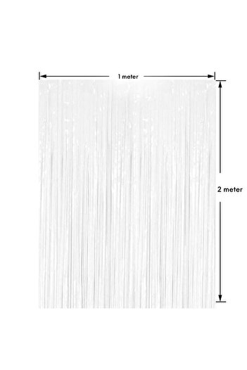 MARKQ White Foil Fringe Curtain 1x2m Metallic Tinsel Party Backdrop for Birthday, Wedding, Eid [Pack of 1]