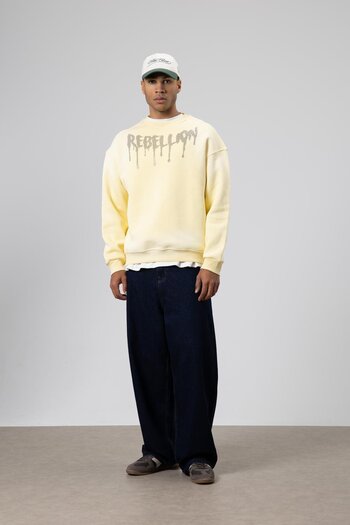 VAMOSCLO Washable Oversize Printed Sweatshirt Yellow