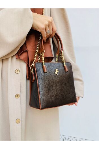 Çanta Trend Miami Polo Clup 3 Compartment Faux Leather Chain Detailed Women's Hand and Shoulder Strap Bag