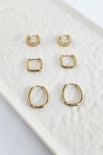 By Zeyna Aksesuar Women's 316 L Stainless Steel Anti Allergenic 6-Piece Earring Set