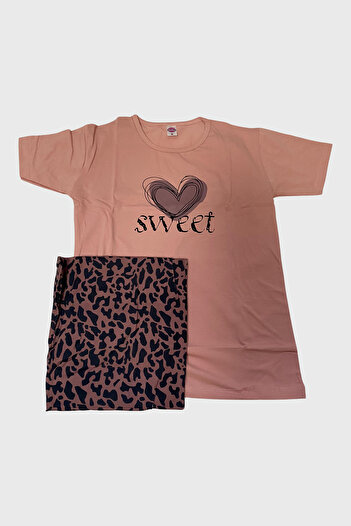 JENİKA Women's Short Sleeve Printed Pajama Set