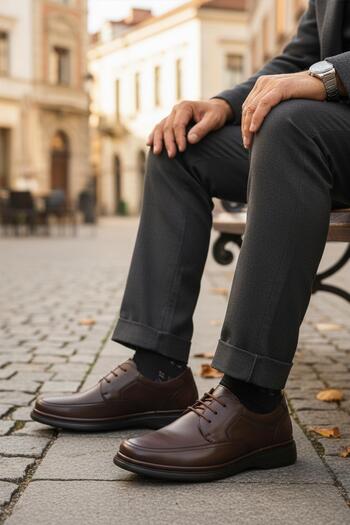 AYAKMOD Dsn 2038 m Brown Genuine Leather Men's Casual Shoes
