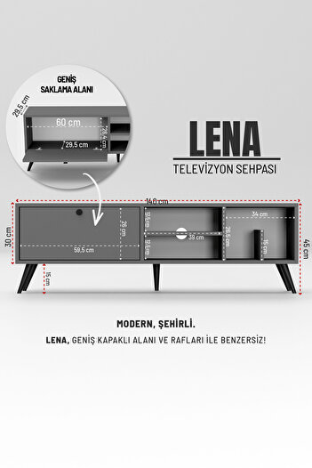 interGO Lena TV Sehpası, TV Standı, Televizyon Ünitesi