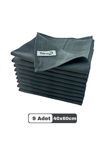 PELLA-EU Microfiber Glass Cloth General Cleaning Cloth Kitchen Bathroom Surface 9 Pieces Anthracite 40X60Cm