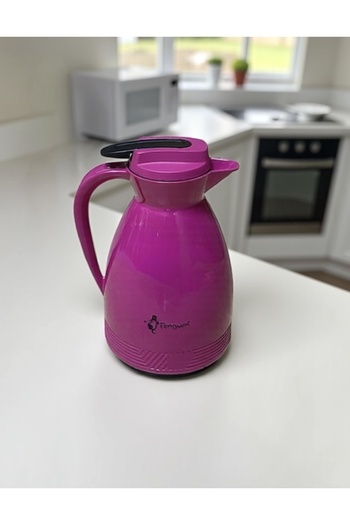 Penguen Glass Thermos with Leak-Proof Latch Lid, Keeps Cold for 12 Hours, Hot for 24 Hours, Stylish Glass Thermos 1,Lt