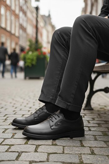 AYAKMOD Dsn 2037 m Black Genuine Leather Men's Casual Shoes
