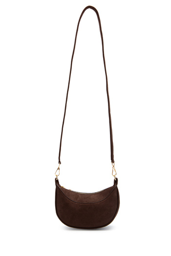minebag Suede Half Moon Women's Crossbody Bag Lance Brown