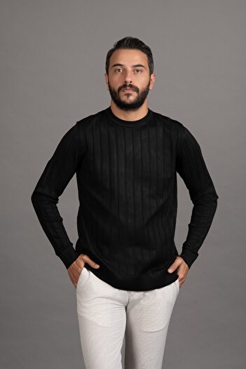 ADVANTE Zero Neckline Self-Striped Lycra Acrylic Seasonal Sweater