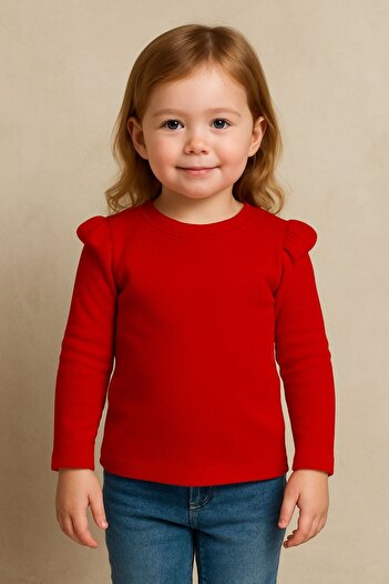 UESKİDS Bluz with Ribbed Ruffle Detail