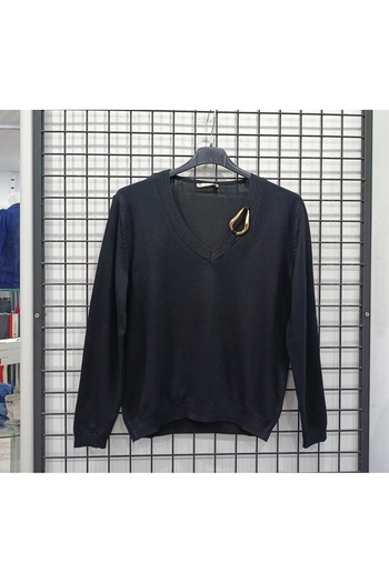 Butik Şans Buckle Detailed V-Neck Knitwear Blouse